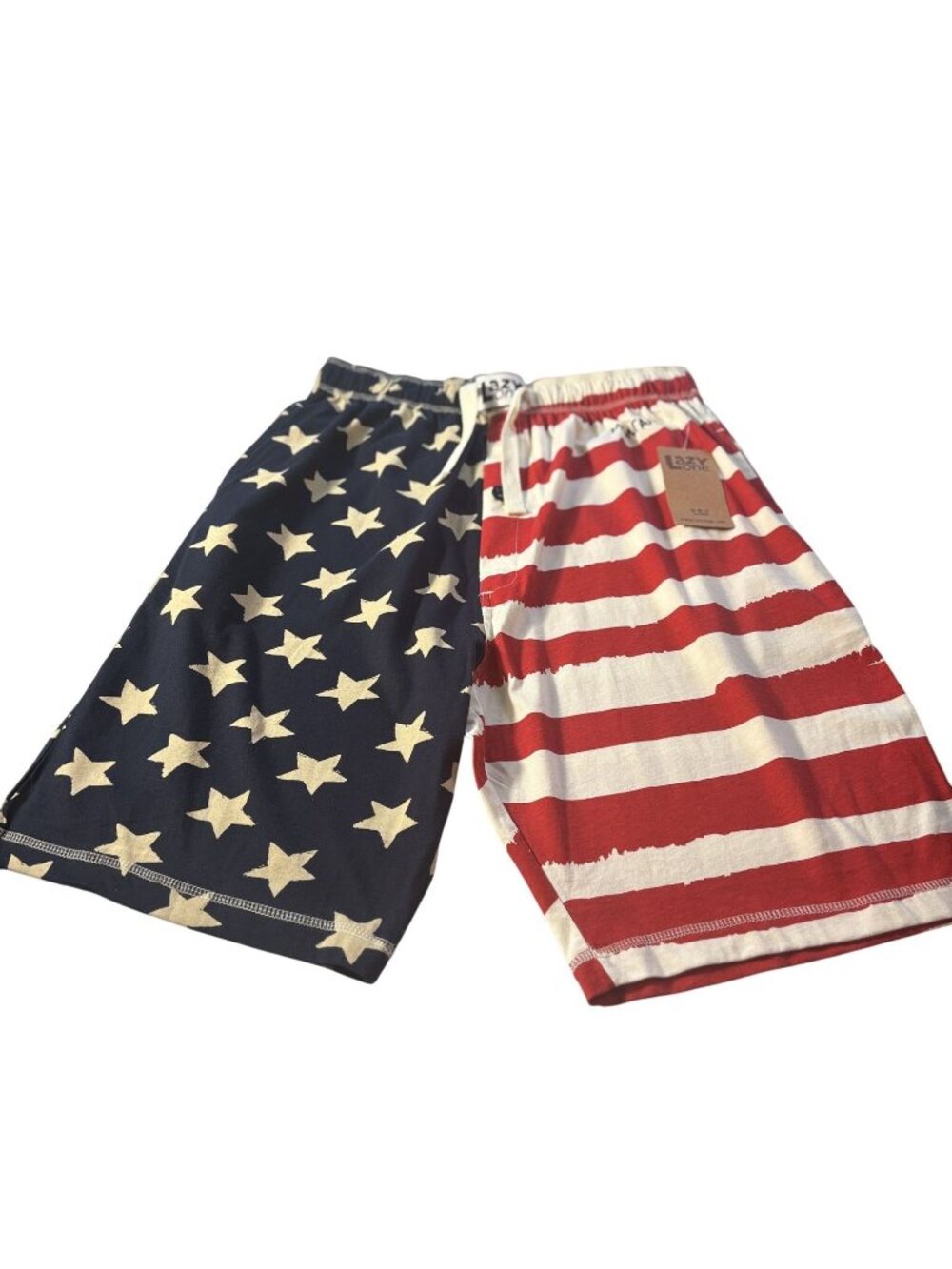 American Flag Lounge Shorts Stars & Stripes Lazy One Cotton Blend Drawstring M - Picture 3 of 9